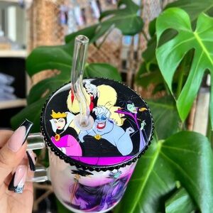 NEW DISNEY VILLAINS GLASS MUG.